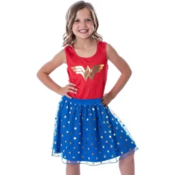 DC Comics Girl's Wonder Woman Logo And Stars Tank Nightgown Costume Pajama Red/Blue -Kids Clothing Store GUEST 0497953e b5ba 464c b5bf 72286bf0f174