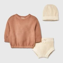 Grayson Collective Baby Beanie & Sweater Set - Cream/Brown -Kids Clothing Store GUEST 04d19975 71bd 448a 9798 b0d1b5f73892