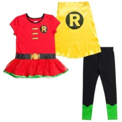 DC Comics Robin Girls Cosplay T-Shirt Dress Leggings And Cape 3 Piece Little Kid To Big Kid -Kids Clothing Store GUEST 10a82122 7b58 483e 982c fb104c22800a