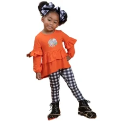 Girls Channel The Flannel Plaid Legging Set - Mia Belle Girls