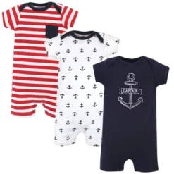 Hudson Baby Infant Boy Cotton Rompers 3pk, Captain -Kids Clothing Store GUEST 13780f32 0903 4e4c 8826 0f137c513b68