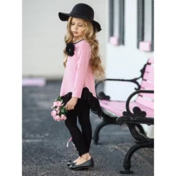 Girls Fine Lines Lace Tunic & Trimmed Legging Set - Mia Belle Girls -Kids Clothing Store GUEST 181a2302 fee8 47f7 bba5 d3a894a9c02a