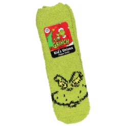 Dr. Seuss The Grinch Socks Kids Grinch Face Plush Slipper Socks W/ No-Slip Sole Green -Kids Clothing Store GUEST 1acc253a 8c69 42fc 801d edf465aeec5e