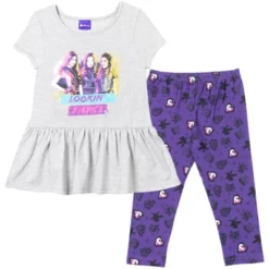 Disney Descendants Mal Evie Uma Peplum T-Shirt Capri Legging Set Grey/Purple -Kids Clothing Store GUEST 1b0c9e5f e687 4e4e 8c06 45f2a96ef51c