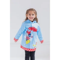 Disney Minnie Mouse Girls Waterproof Hooded Rain Jacket Coat Toddler