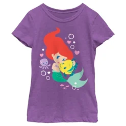 Girl's The Little Mermaid Ariel Flounder Hug T-Shirt -Kids Clothing Store GUEST 1caa221e 727b 4955 9af7 4864c381645e