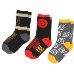 Naruto Shippuden Kids Ramen Take Out Gift Box 3-Pair Youth Crew Socks Multicoloured