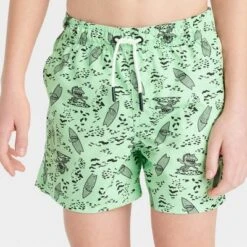 Boys' Monster Animal Printed Swim Trunks - Art Class™ Green