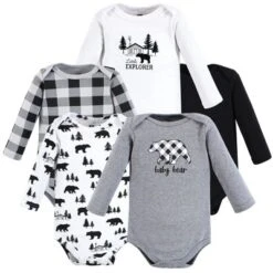 Hudson Baby Infant Boy Cotton Long-Sleeve Bodysuits, Baby Bear Gray Black 5-Pack -Kids Clothing Store GUEST 2a658656 6299 4799 aa80 c042d18a2696