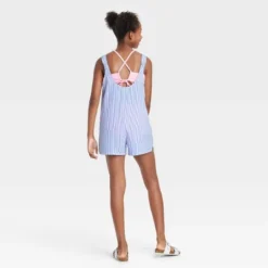 Girls' Chambray Striped Cover Up Dress - Art Class™ Blue