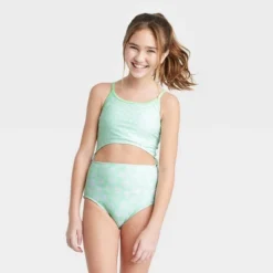 Girls' Floral Printed One Piece Swimsuit - Art Class™ Green -Kids Clothing Store GUEST 2ae32c06 801d 4193 a86c 15298798b088
