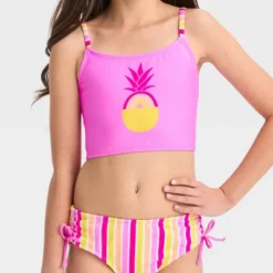 Girls' 'Pineapple Paradise' Midkini Swimwear Set - Cat & Jack™ Pink/Yellow