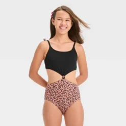 Girls' 'In Her Element' Leopard Spot One Piece Swimsuit - Art Class™ Black -Kids Clothing Store GUEST 2f129421 5b6d 4b35 a832 a8fb40f0ff39