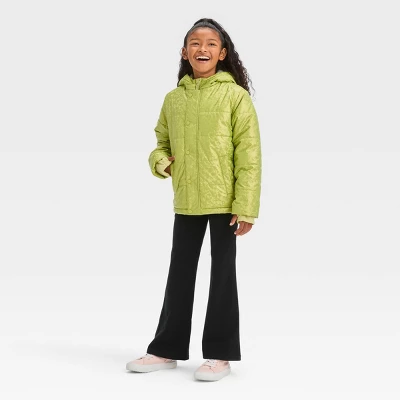 Kids' Solid Puffer Jacket - Cat & Jack™ Green 3 Kids' Solid Puffer Jacket - Cat & Jack™ Green - Image 2