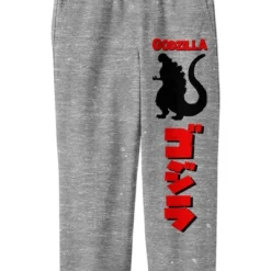 Godzilla Classic Silhouette Character With Kanji Logo Youth Boys Athletic Heather Sweatpants