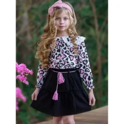 Girls Lovely Diva Leopard Heart Skirt Set - Mia Belle Girls -Kids Clothing Store GUEST 330440a3 2dc5 494b acf0 02b7233d38fc
