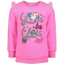 JoJo Siwa Little Girls Ruffle Pullover Fleece Sweatshirt & Leggings Set Pink