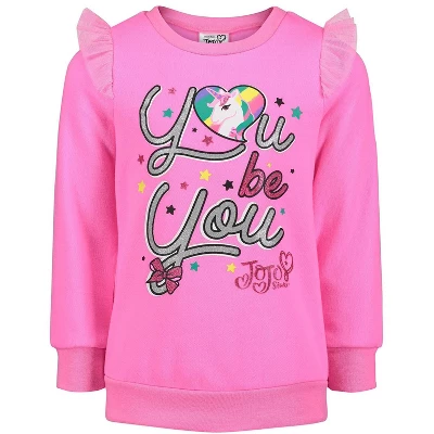 JoJo Siwa Little Girls Ruffle Pullover Fleece Sweatshirt & Leggings Set Pink 3 JoJo Siwa Little Girls Ruffle Pullover Fleece Sweatshirt & Leggings Set Pink