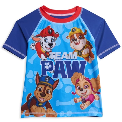 Paw Patrol Rubble Marshall Chase Pullover Rash Guard And Swim Trunks Outfit Set Little Kid 3 Paw Patrol Rubble Marshall Chase Pullover Rash Guard And Swim Trunks Outfit Set Little Kid