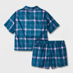 Girls' 2pc Flannel Short Sleeve Coat Pajama Set - Art Class™
