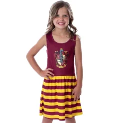 Harry Potter Girls All Houses Crest Logo Tank Stripe Accent Pajama Nightgown -Kids Clothing Store GUEST 373c0f5e e284 4d45 9a38 c3ed34c1533b
