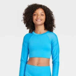 Girls' Cyber Long Sleeve Bikini Top - Art Class™ Turquoise Blue -Kids Clothing Store GUEST 3836fbd9 f743 4bb2 abd3 c887d141473e