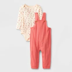 Baby Girls' 2pc Long Sleeve Bodysuit & Overalls Set - Cat & Jack™ Peach Orange -Kids Clothing Store GUEST 3e10af46 f902 4777 b29b fae74d8a87d2