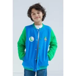 Kids Clothing Store 6 SUPER MARIO Nintendo Mario Luigi Zip Up Varsity Bomber Jacket Little Kid To Big Kid