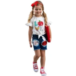 Girls Love To Learn Patched Denim Shorts Set - Mia Belle Girls -Kids Clothing Store GUEST 3f8883c4 ec8e 40c6 8e28 24b286b072f8