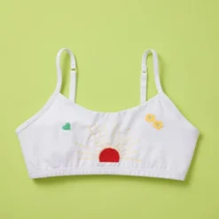 Adorable Embroidered First Pima Cotton Training Bra For Girls By Yellowberry