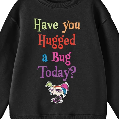 Growing Up Creepie Have You Hugged A Bug Today Crew Neck Long Sleeve Black Youth Sweatshirt 3 Growing Up Creepie Have You Hugged A Bug Today Crew Neck Long Sleeve Black Youth Sweatshirt