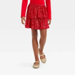 Girls' Tiered Sequin Holiday Skirt - Cat & Jack™ Red -Kids Clothing Store GUEST 4281ded6 f111 45cf bab6 91fe1647bc60