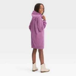 Girls' Afro Unicorn Sweatshirt Dress - Dark Purple