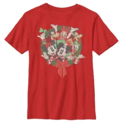 Boy's Mickey & Friends Christmas Distressed Group Wreath T-Shirt -Kids Clothing Store GUEST 4c13dbbd 318c 440b abeb 85fcdca1390d