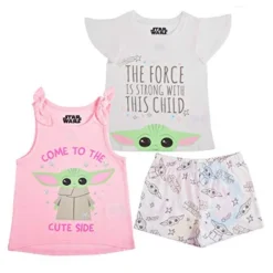 Star Wars The Mandalorian Girl's 3-Pack Come To The Cute Side Baby Yoda Bow Strap Tank Top, Ruffle Sleeve Tee And Casual Shorts For Kids -Kids Clothing Store GUEST 4d61fd79 bc41 420c b077 8a45c7512c73