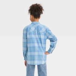 Girls' Oversized Flannel Button-Down Shirt - Art Class™