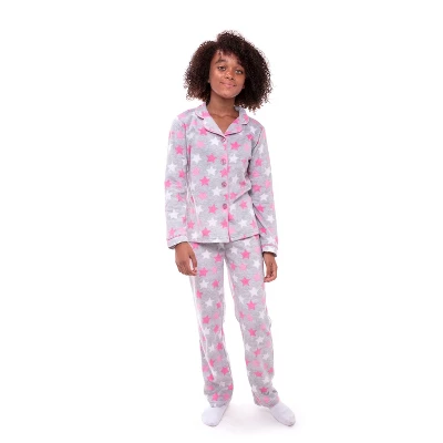Sleep On It Girls Starry Night 2-Piece Button Up Fleece Coat Pajama Sleep Set 3 Sleep On It Girls Starry Night 2-Piece Button Up Fleece Coat Pajama Sleep Set