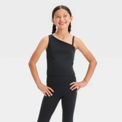 Girls' Asymmetrical Cropped Tank Top - All In Motion™ -Kids Clothing Store GUEST 507c54f2 8a2a 4bce afcc 941adf4cbbcd