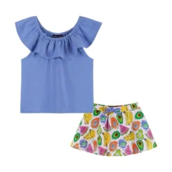 Andy & Evan Kids Fruit Print Shorts Set Purple, Size 7