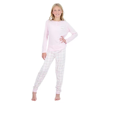 Sleep On It Girls 2-Piece Fleece Pajama Set - Pink Plaid 5 Sleep On It Girls 2-Piece Fleece Pajama Set - Pink Plaid - Image 3