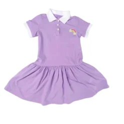 Masha And The Bear Polo Dropwaist Dress With Rainbow Print, Comfortable Casual Versatile Outfit - Toddler