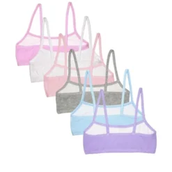 Fruit Of The Loom Girls Spaghetti Strap Sports Bra 6 Pack