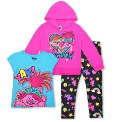 Trolls Girl's 3-Pack Barb And Poppy BFF Zip Up Hoodie, Short Sleeve Graphic Tee And Legging Pant Set For Kids -Kids Clothing Store GUEST 5698312e 2ef0 4c62 8e67 9383e34b0f08