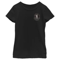 Girl's Wednesday Small Nevermore Crest Black And White T-Shirt -Kids Clothing Store GUEST 5715b350 035c 45af a52f d881cd2cccd4