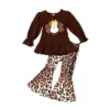 Girls Feast Your Eyes Leopard Flair Legging Set Mia Belle Girls, Brown, 10