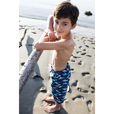 Hope & Henry Boys Navy Shark Print Swim Trunks, Kids 6 Hope & Henry Boys Navy Shark Print Swim Trunks, Kids - Image 4