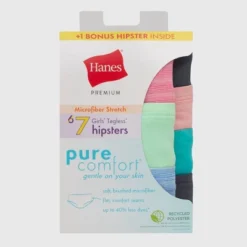 Hanes Premium Girls' 6pk + 1 Pure Microfiber Hipster - Colors May Vary