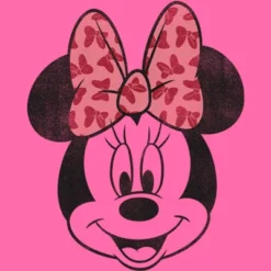 Girl's Mickey & Friends Minnie Mouse Distressed Pink Bow Crop T-Shirt