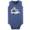 Hudson Baby Infant Boy Cotton Sleeveless Bodysuits 5pk, Ice Cream Truck
