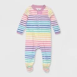 Honest Baby Girls' Organic Cotton Rainbow Striped Sleep N' Play - Pink -Kids Clothing Store GUEST 63465ee1 1b6a 43e3 887b a85c65bbd4e8